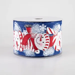 2.5" Linen Snowmen in Earmuffs Ribbon: Navy Blue (10 Yards)