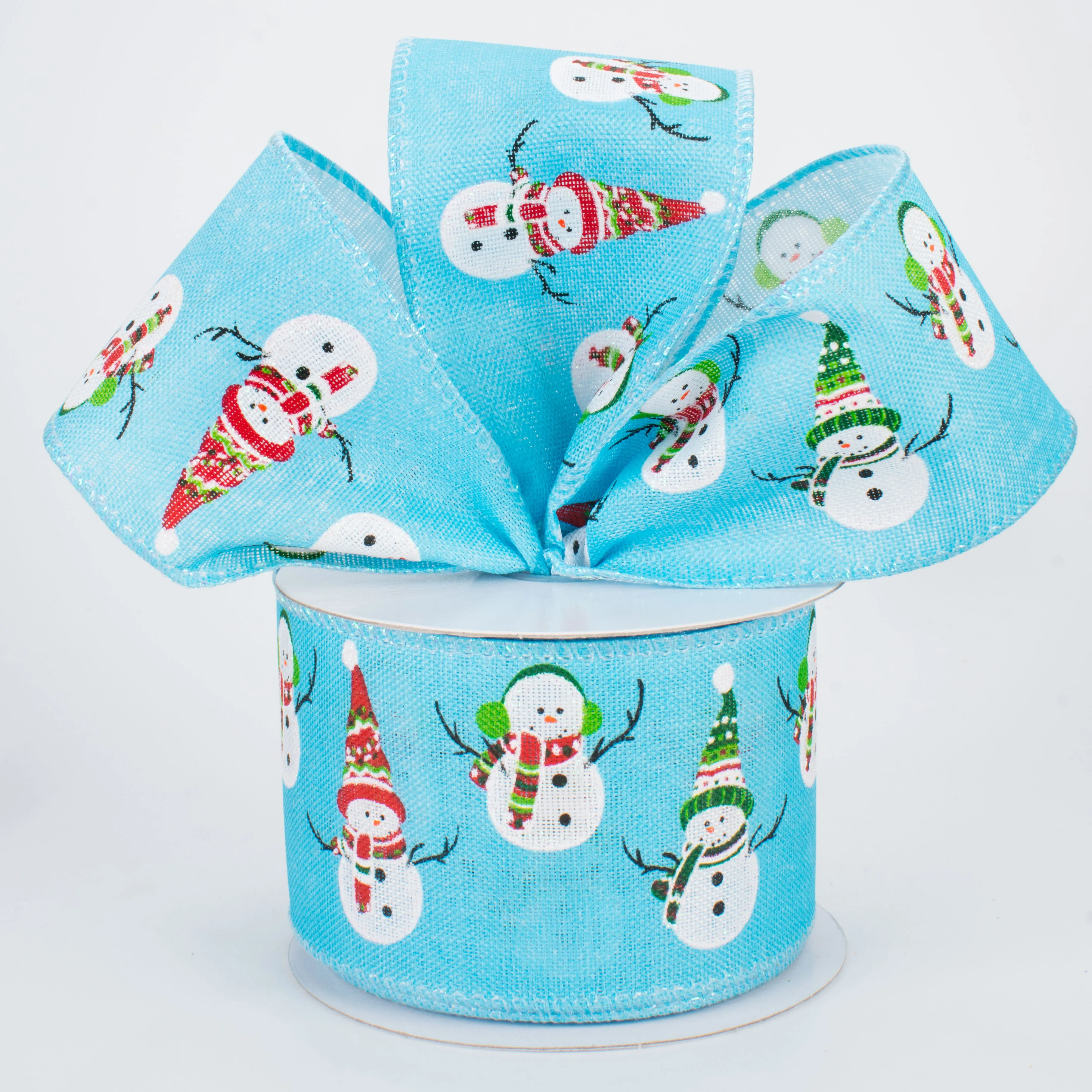 2.5" Snowman Friends Ribbon: Glacier Blue (10 Yards)