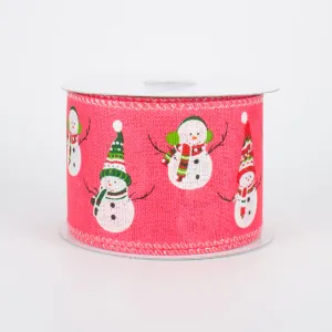 2.5" Snowman Friends Ribbon: Melon Pink (10 Yards)