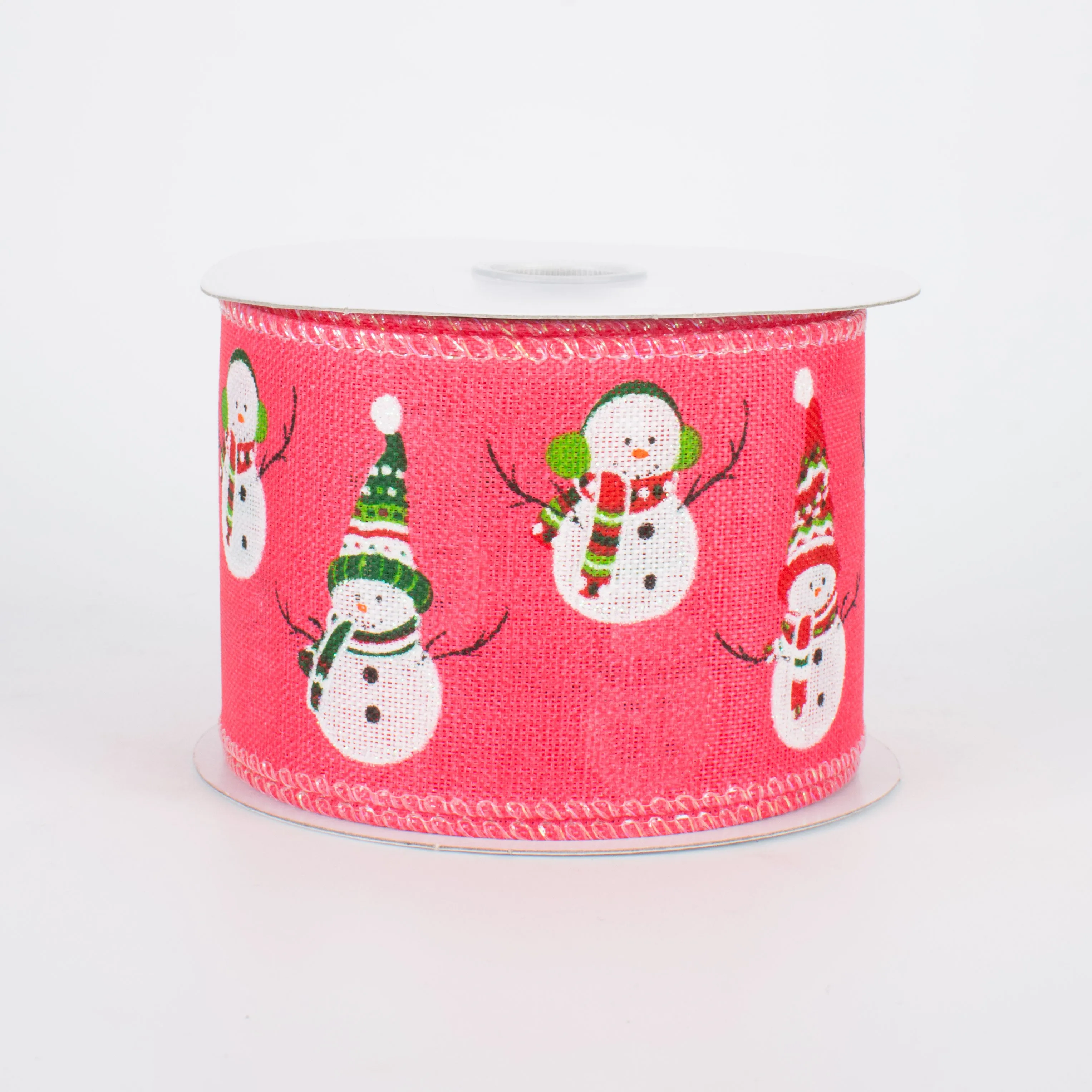 2.5" Snowman Friends Ribbon: Melon Pink (10 Yards)