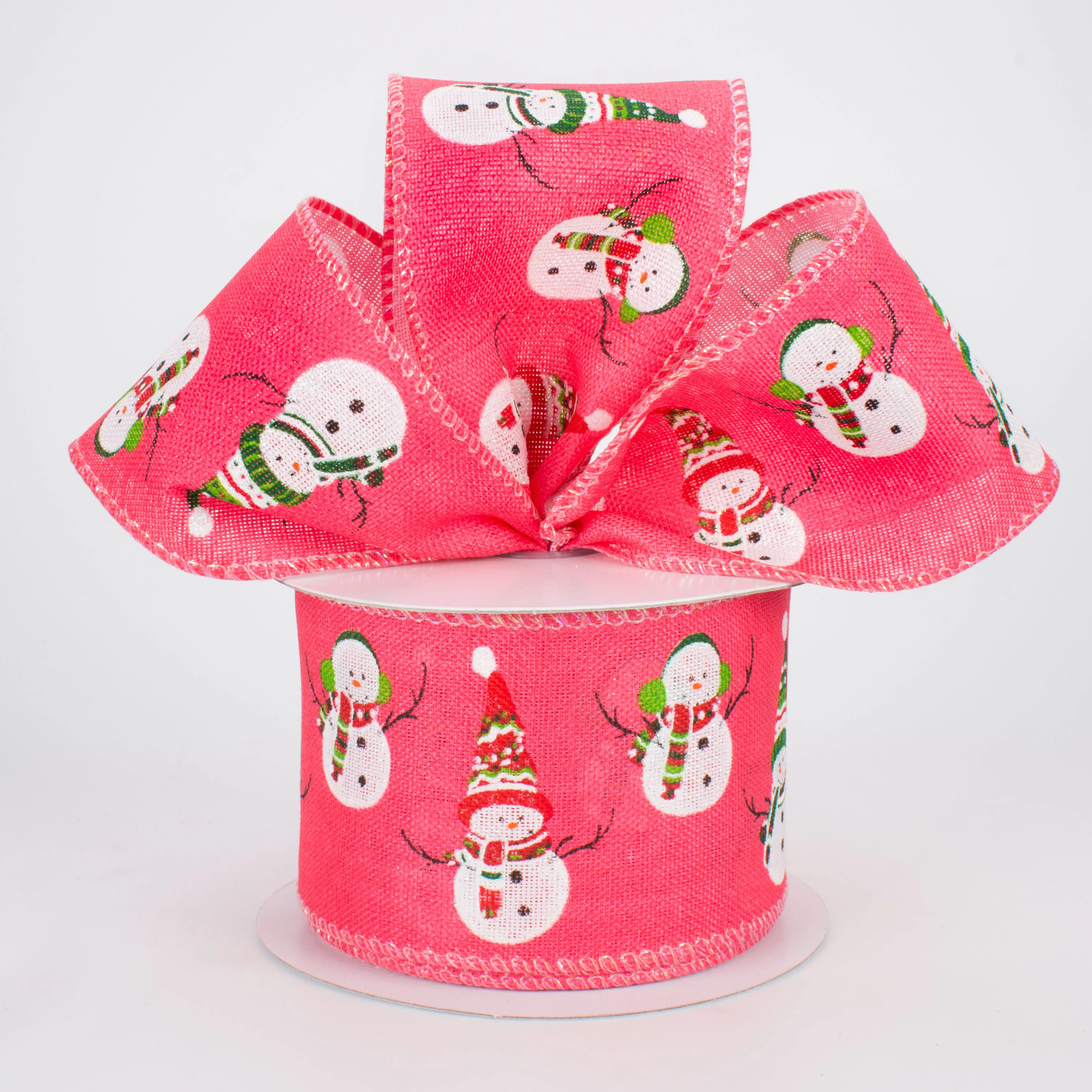 2.5" Snowman Friends Ribbon: Melon Pink (10 Yards)