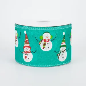 2.5" Snowman Friends Ribbon: Teal (10 Yards)