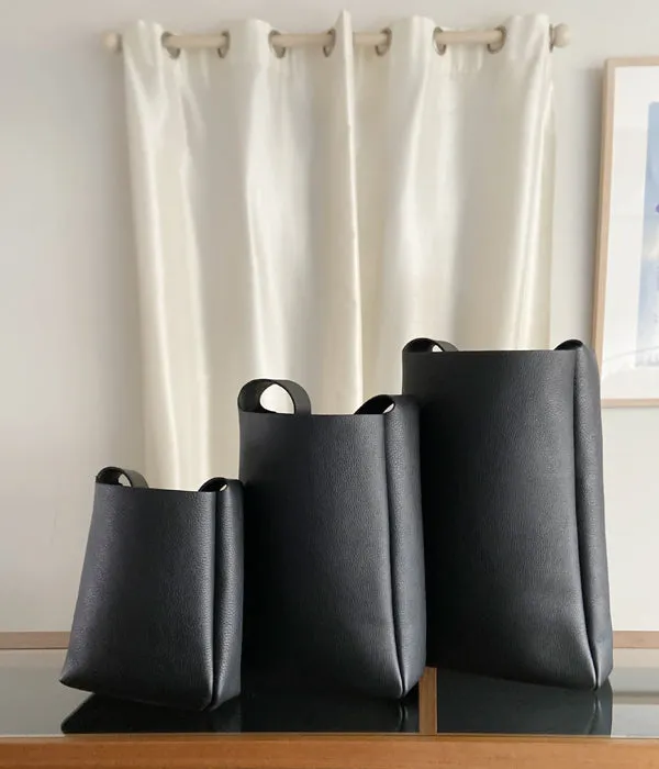 Aeta/PEBBLE GRAIN LEATHER SHOULDER S (BLACK)