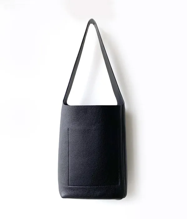 Aeta/PEBBLE GRAIN LEATHER SHOULDER S (BLACK)