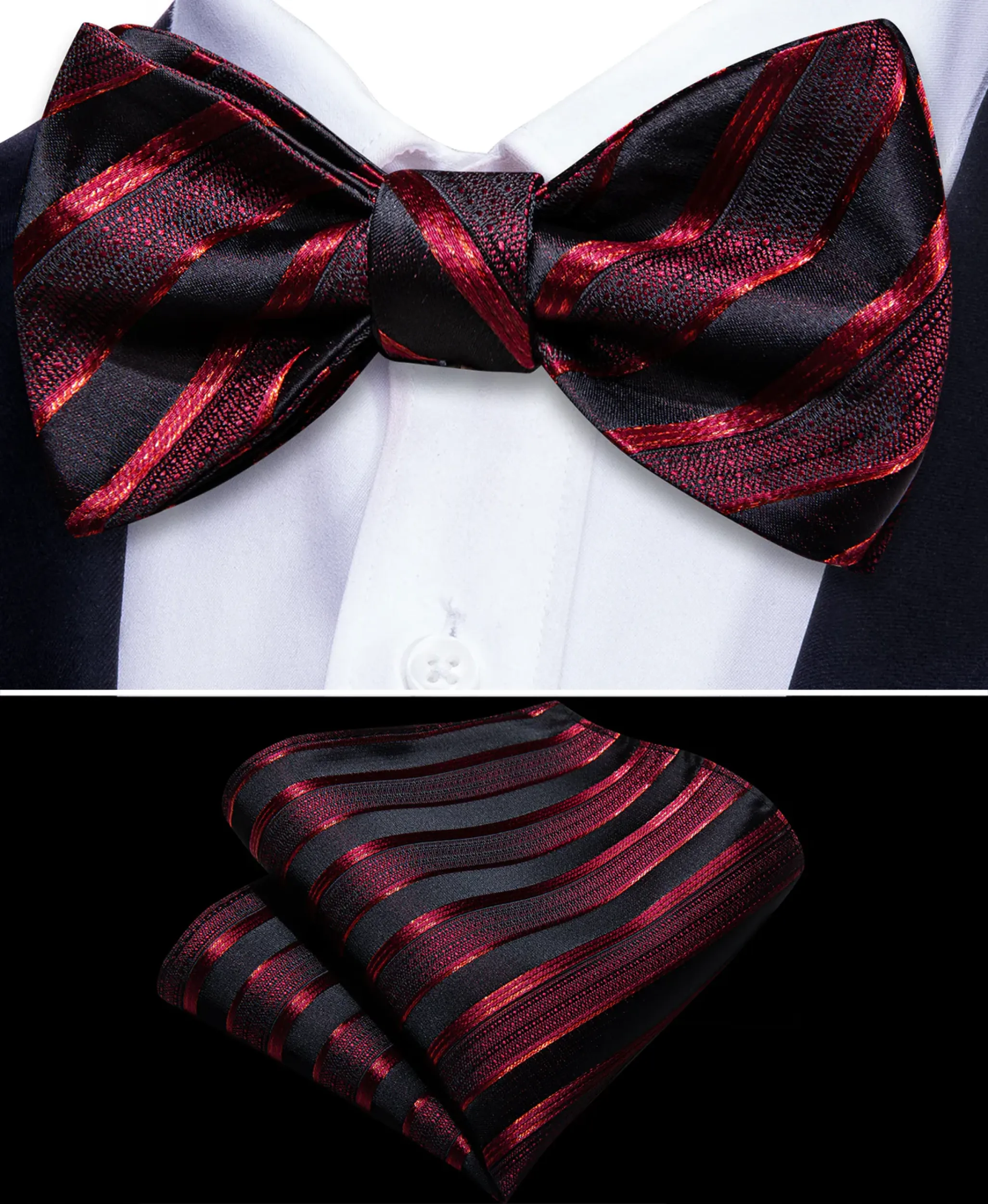 Ambitious Stripe Self-Tie Bow Tie
