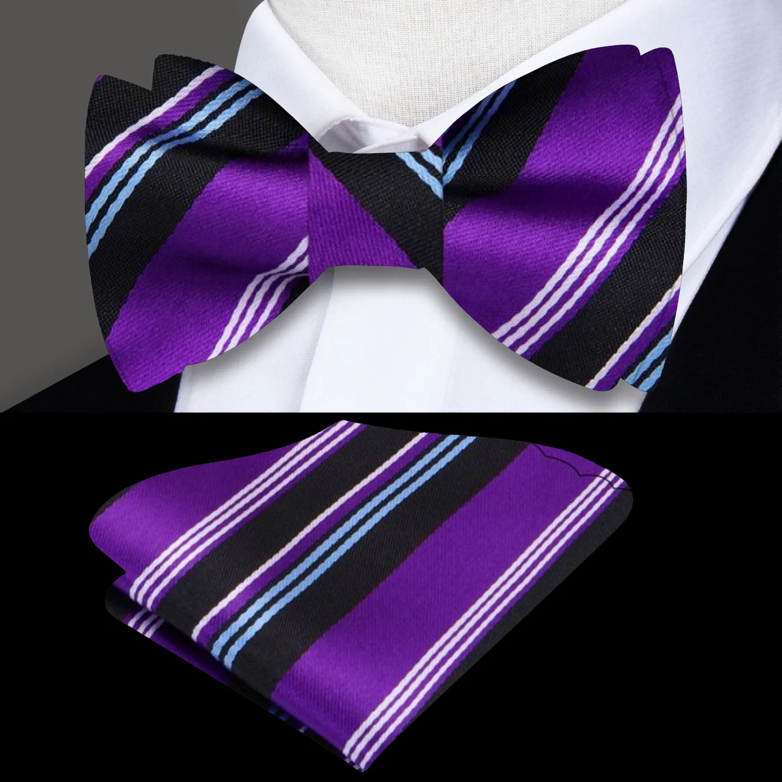 Ambitious Stripe Self-Tie Bow Tie
