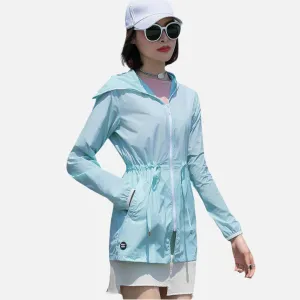 Anniou Womens Wholesale UV Protection Hooded Trench Jacket