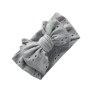 Baby Top Knot Double Bow Headband  Grey