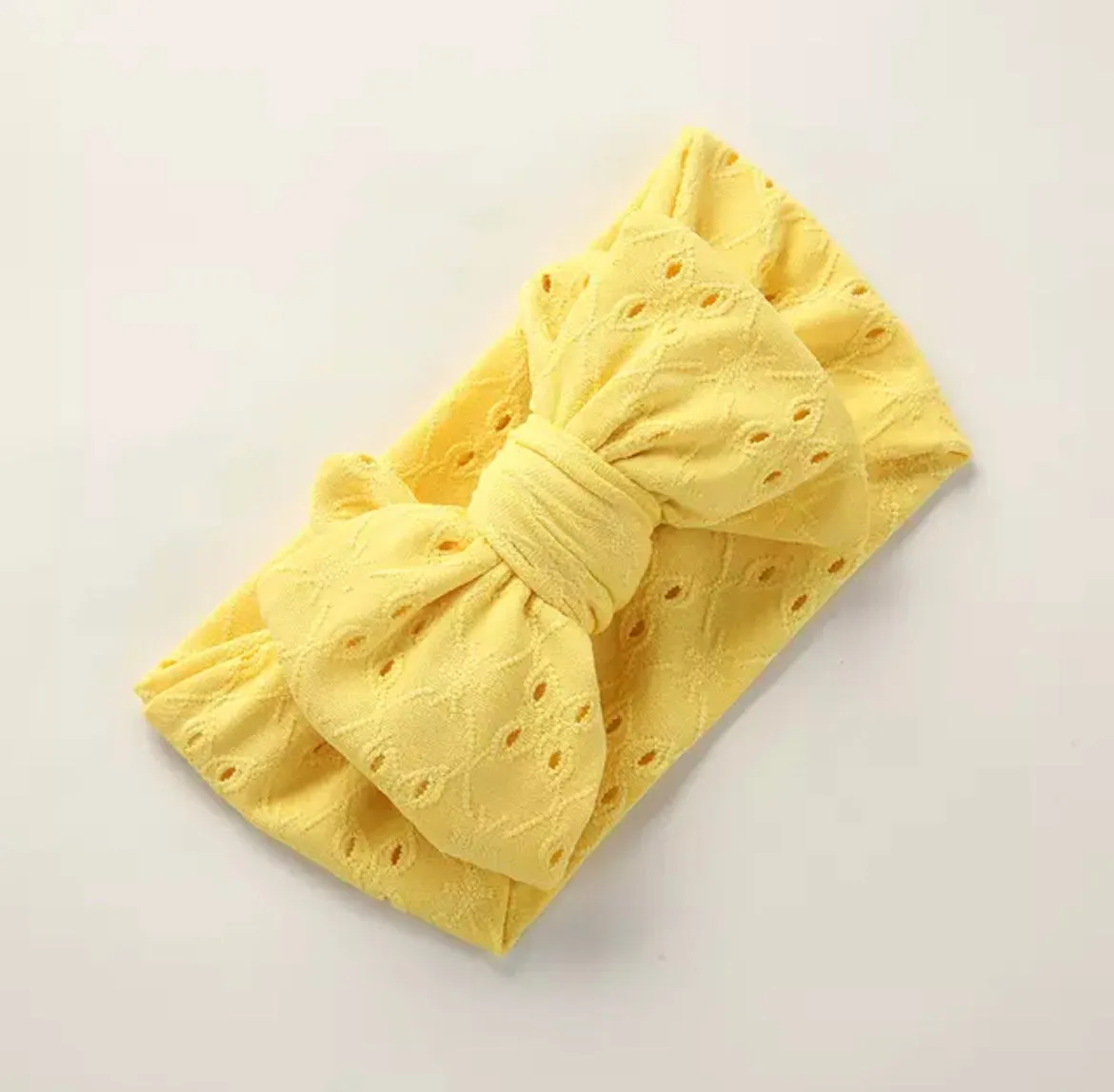 Baby Top Knot Double Bow Headband  Yellow