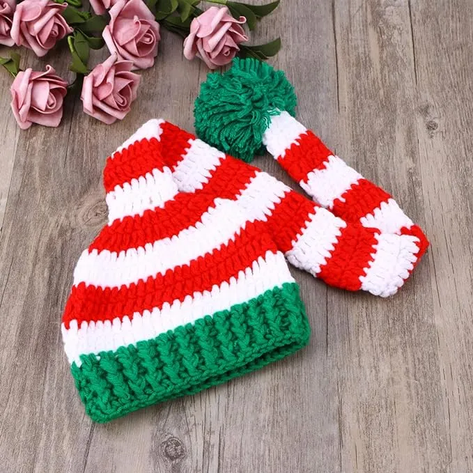 Babymoon Baby Long Tail Ball Cap | Baby Photography Props | Costume | Red-Green