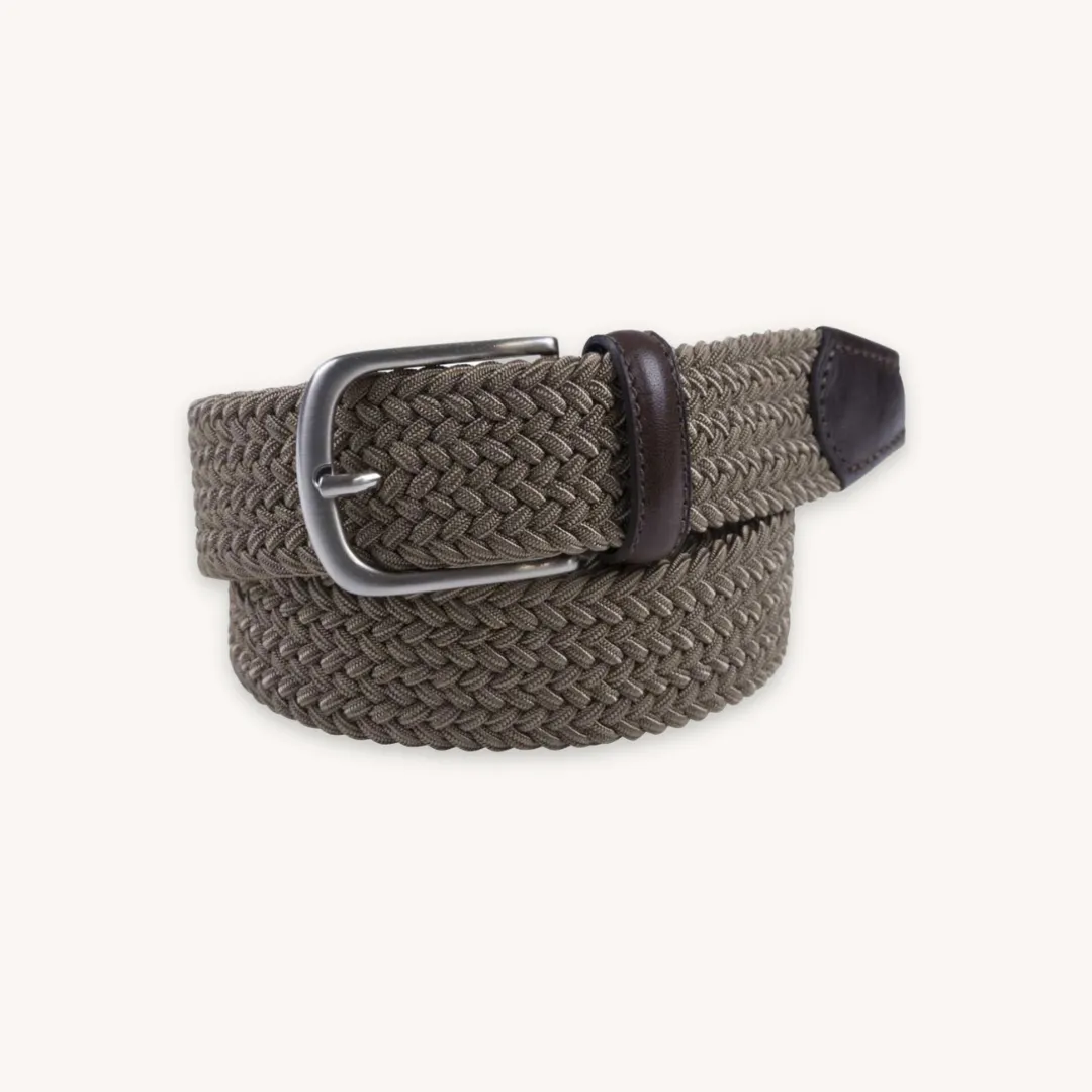 Beige Braided Elastic Belt