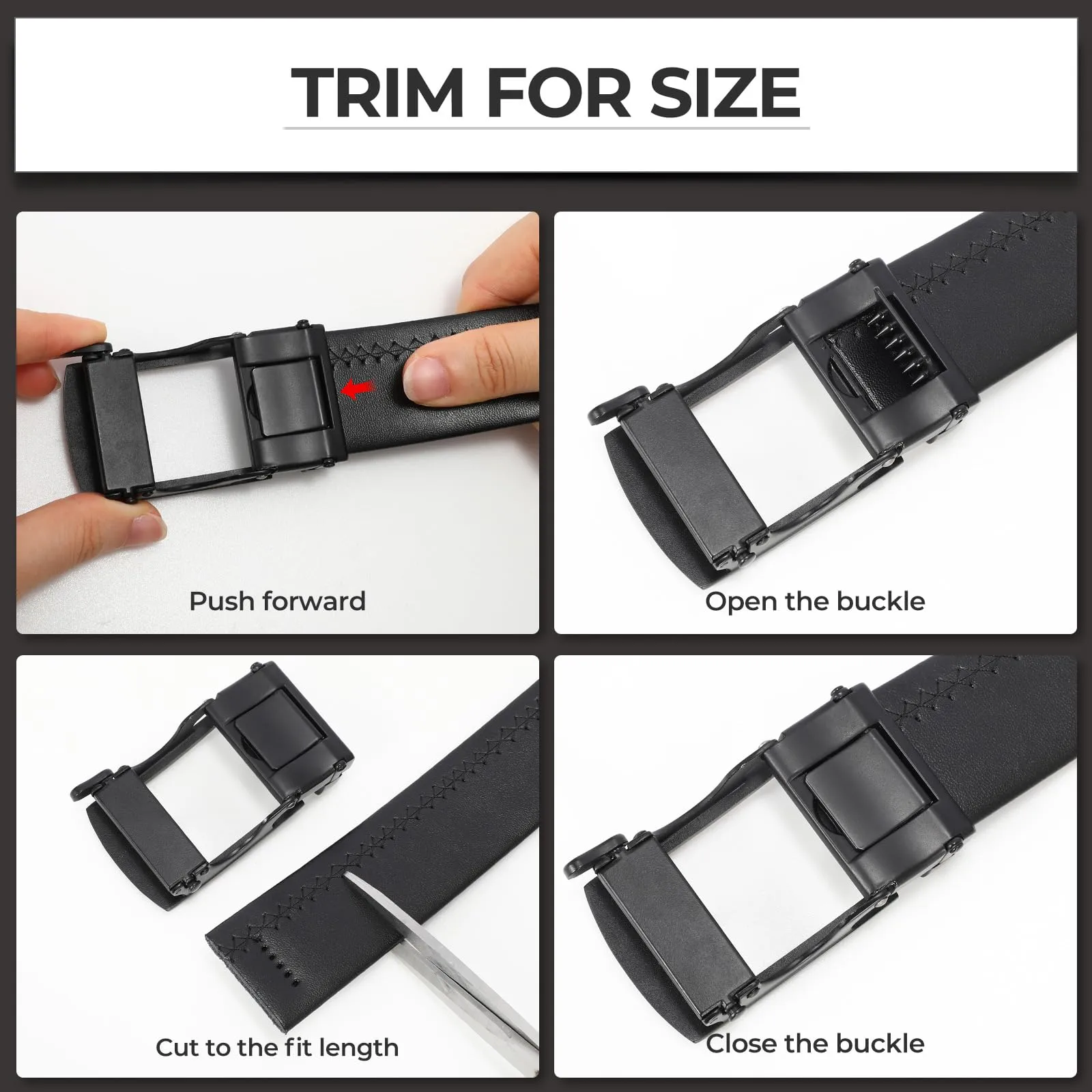 BELTROAD Mens Belt Leather Ratcheting Belts for Men Adjustable Black Dress Quick Release Click Buckle Belt