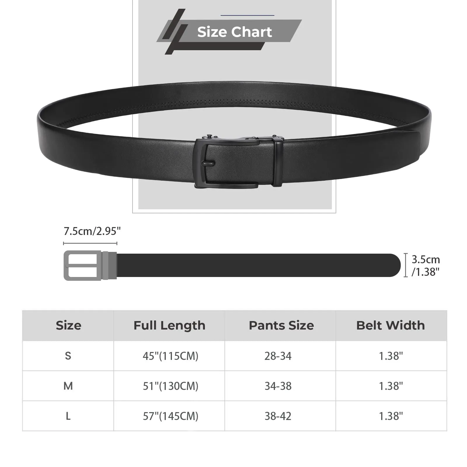 BELTROAD Mens Belt Leather Ratcheting Belts for Men Adjustable Black Dress Quick Release Click Buckle Belt