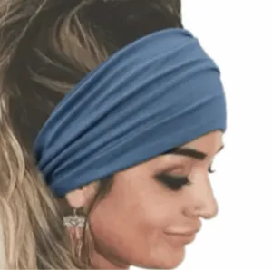 Blue Wide Twist Turban Headband Ear Warmer
