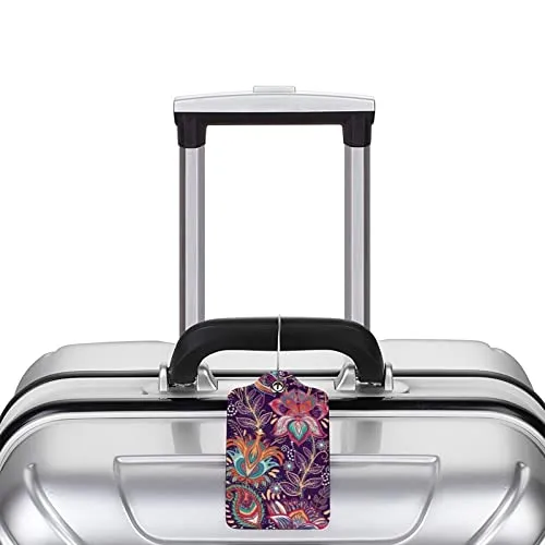 Bohemian Boho Paisley Flowers Leather Suitcase Luggage Tags, 2 Pack