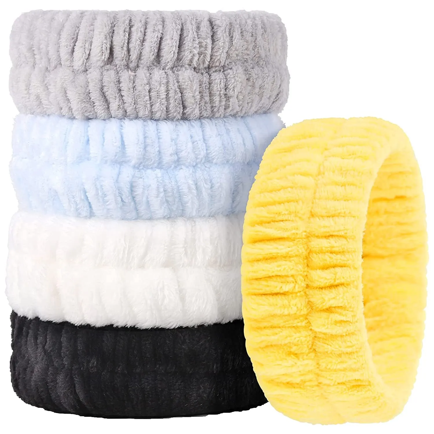 Bow HeadBands, Women Headbands for Makeup Cosmetic Facial Shower Spa Elastic Hair Band Hairlace Headband for Baby girls Yellow Blue Green Purple Pink, 5pcs