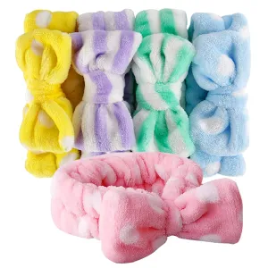 Bow HeadBands, Women Headbands for Makeup Cosmetic Facial Shower Spa Elastic Hair Band Hairlace Headband for Baby girls Yellow Blue Green Purple Pink, 5pcs