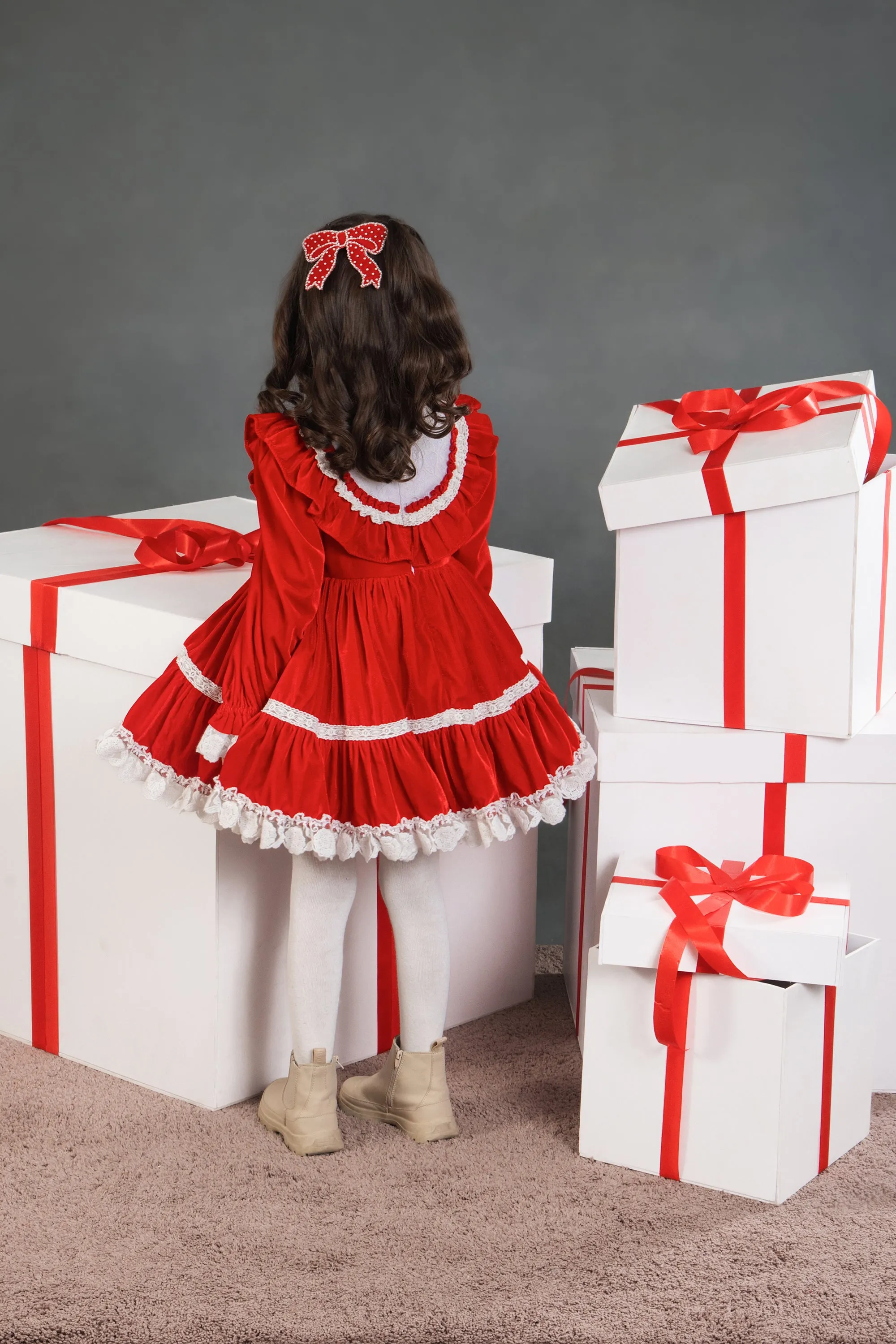 Brooke Embellished Bow Velvet Dress (Sale)
