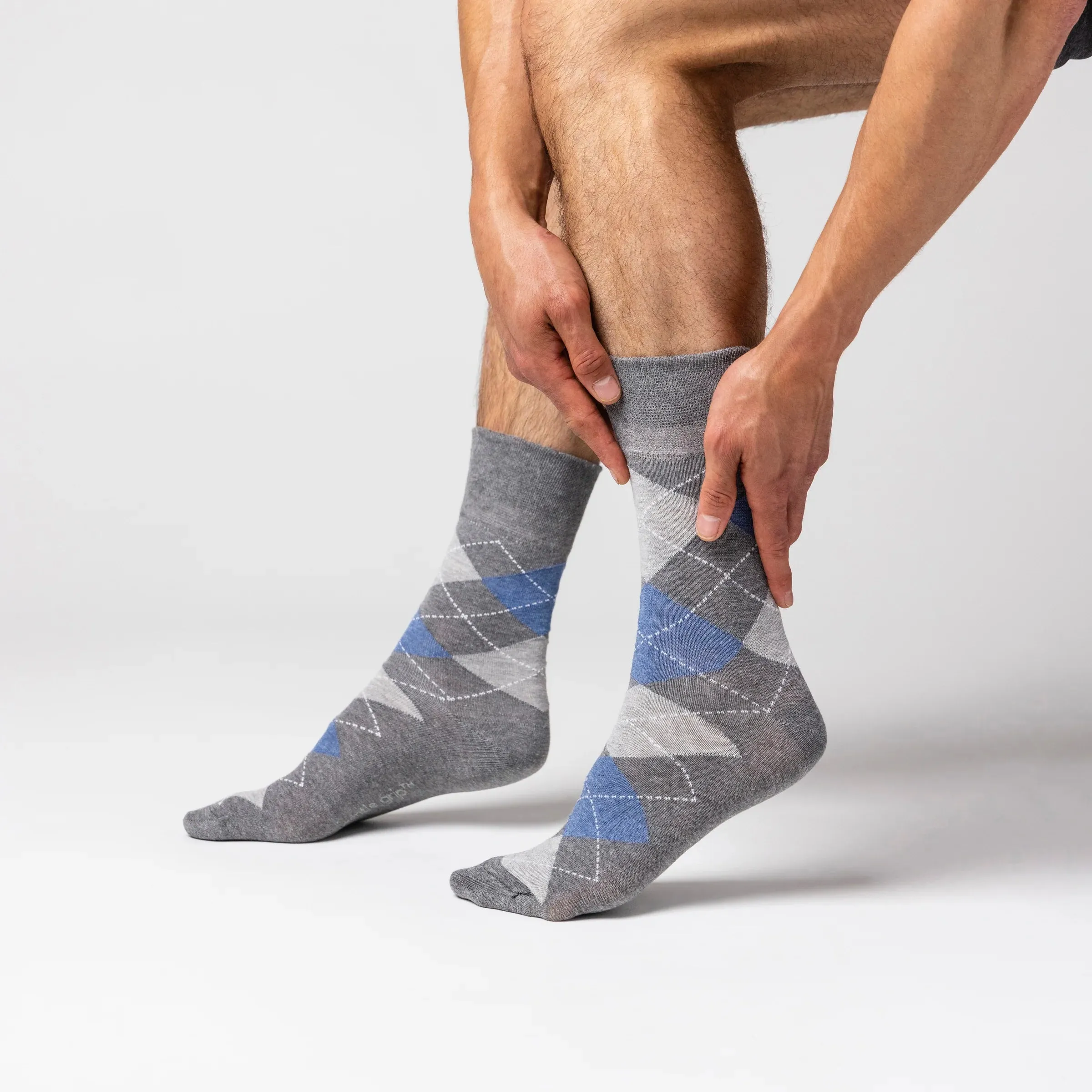 Denim Argyle Non Binding Socks for Men