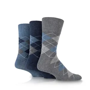 Denim Argyle Non Binding Socks for Men
