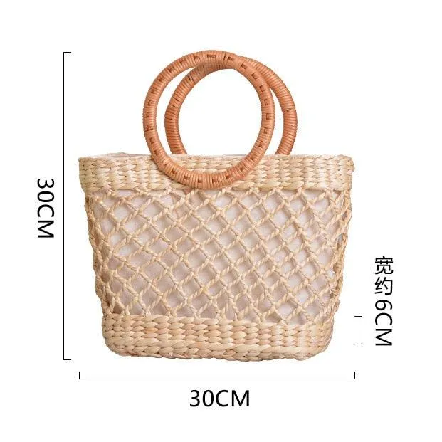 Elegant woven straw beach bags