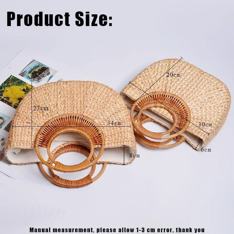 Elegant woven straw beach bags