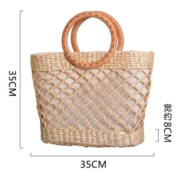 Elegant woven straw beach bags