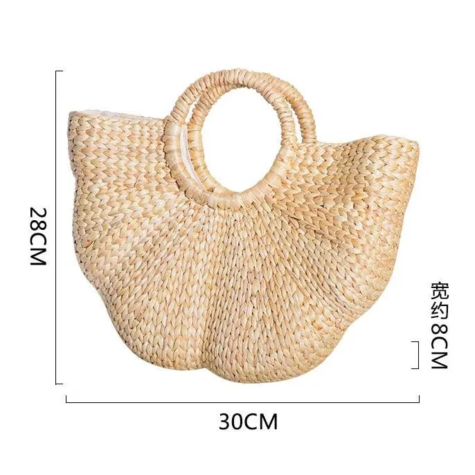 Elegant woven straw beach bags
