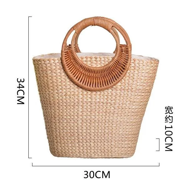 Elegant woven straw beach bags