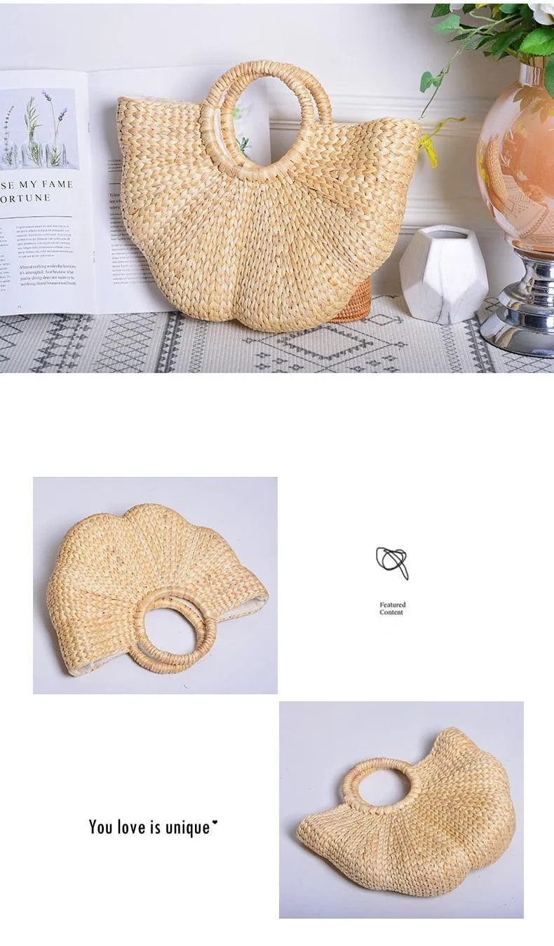 Elegant woven straw beach bags