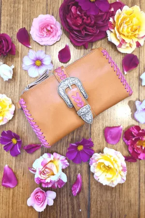 Esmeralda Clutch Bag - Tan/Fuchsia