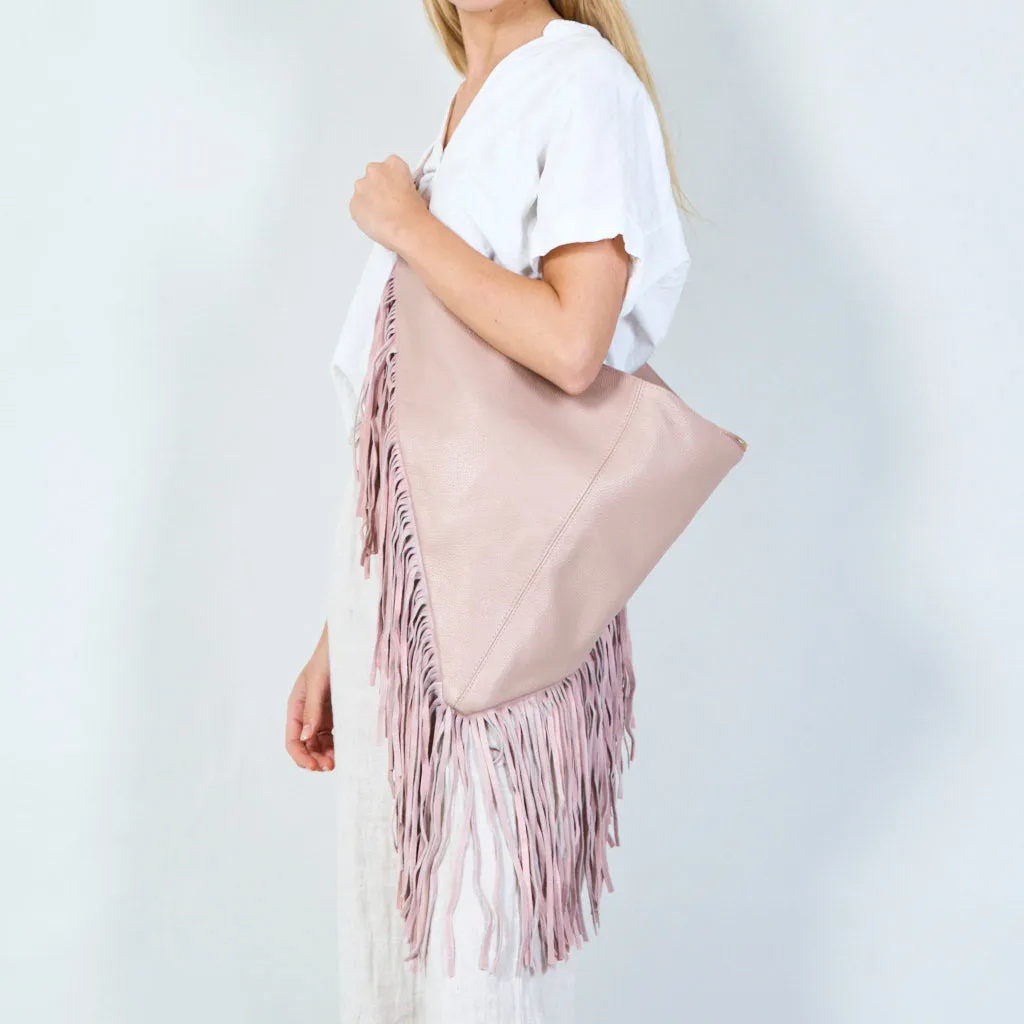 Fringe leather hobo bag wholesale