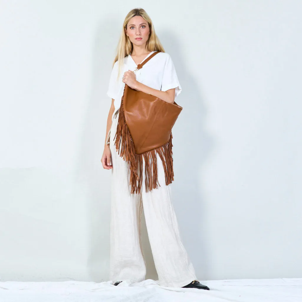 Fringe leather hobo bag wholesale