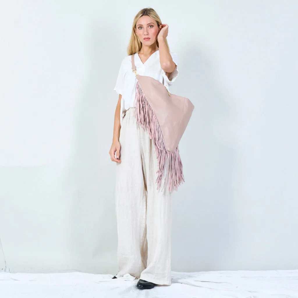 Fringe leather hobo bag wholesale