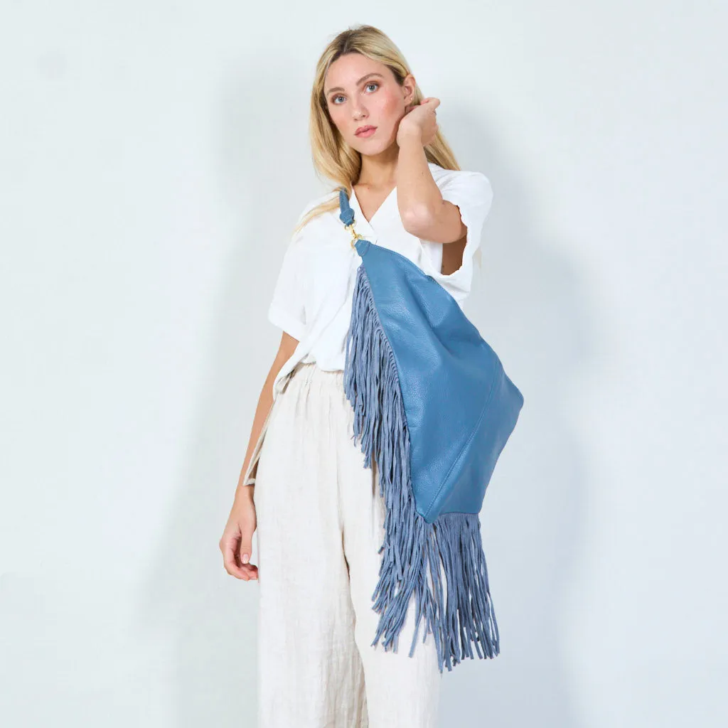 Fringe leather hobo bag wholesale