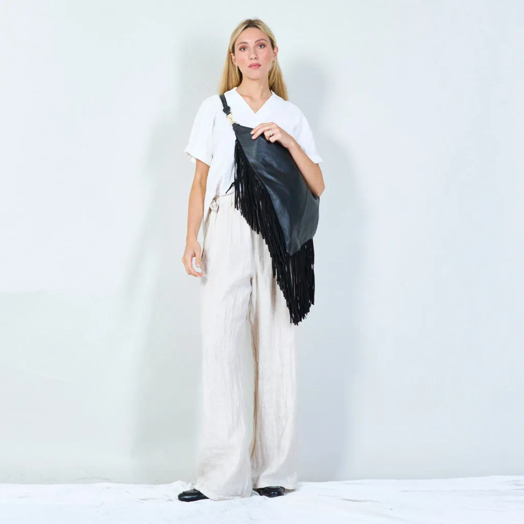 Fringe leather hobo bag wholesale