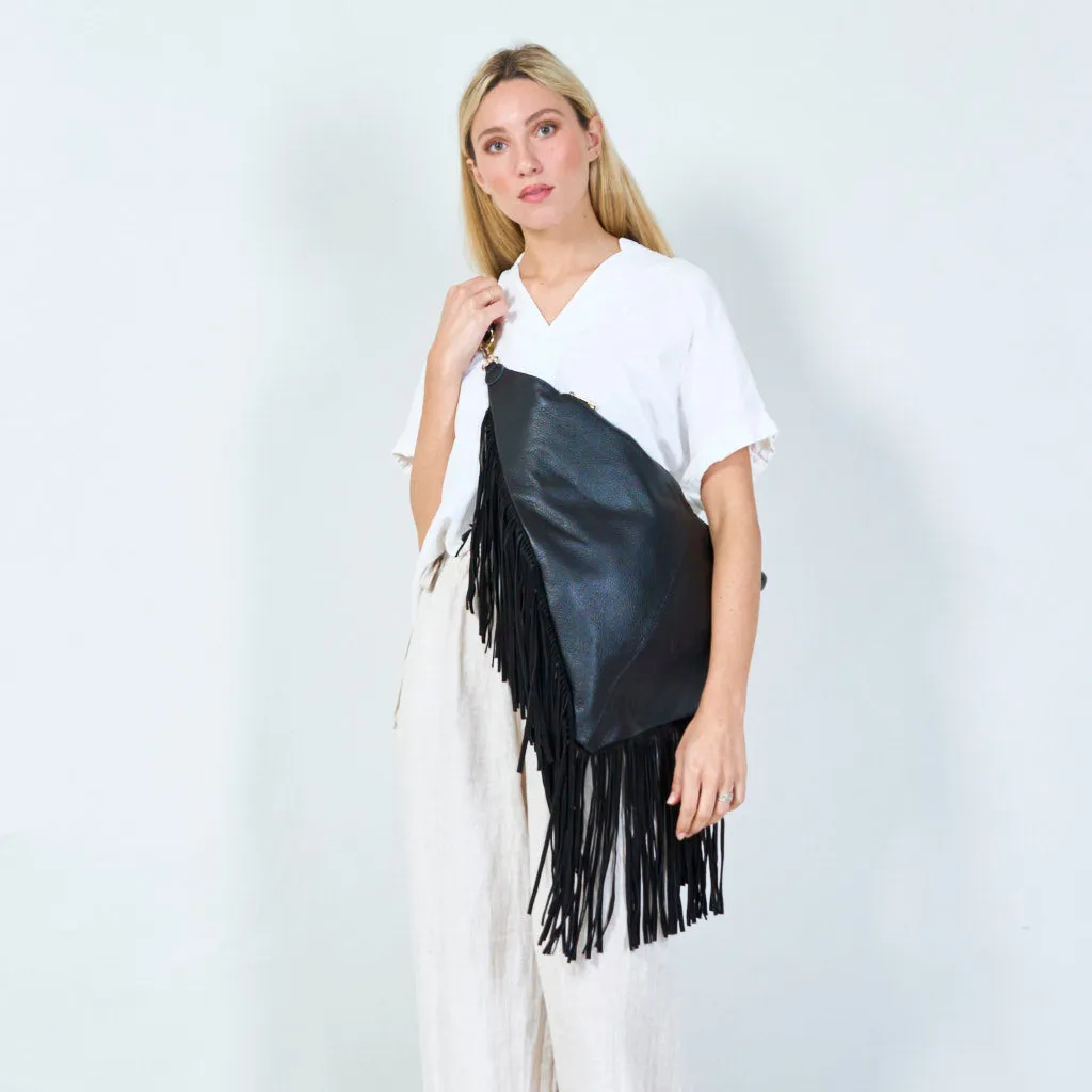 Fringe leather hobo bag wholesale