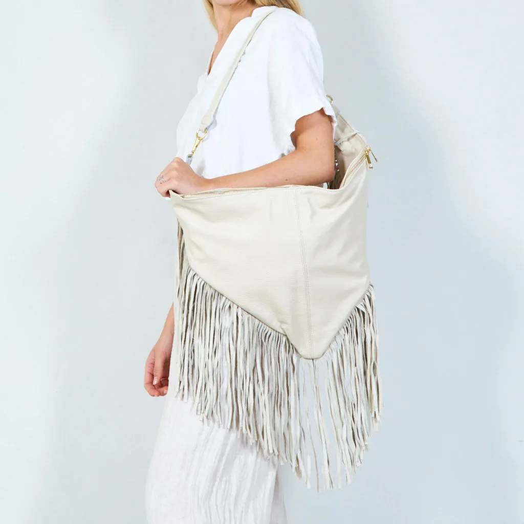 Fringe leather hobo bag wholesale