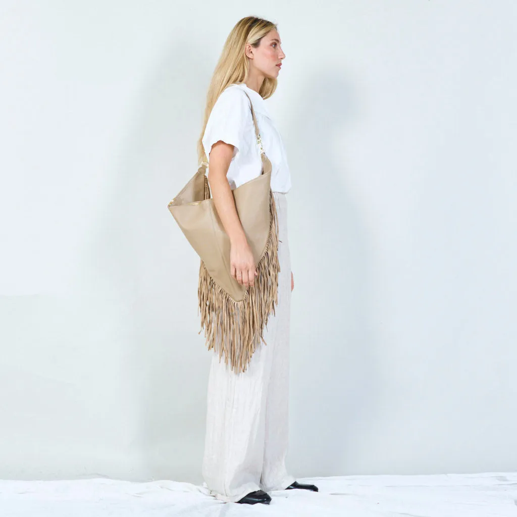 Fringe leather hobo bag wholesale