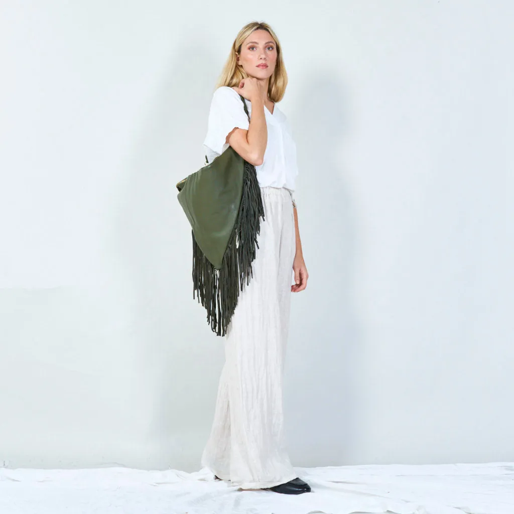 Fringe leather hobo bag wholesale