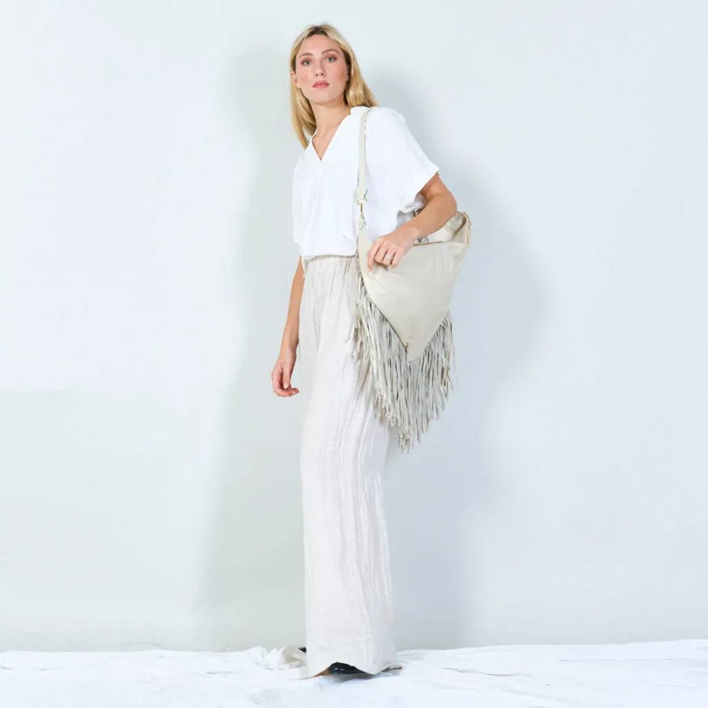 Fringe leather hobo bag wholesale