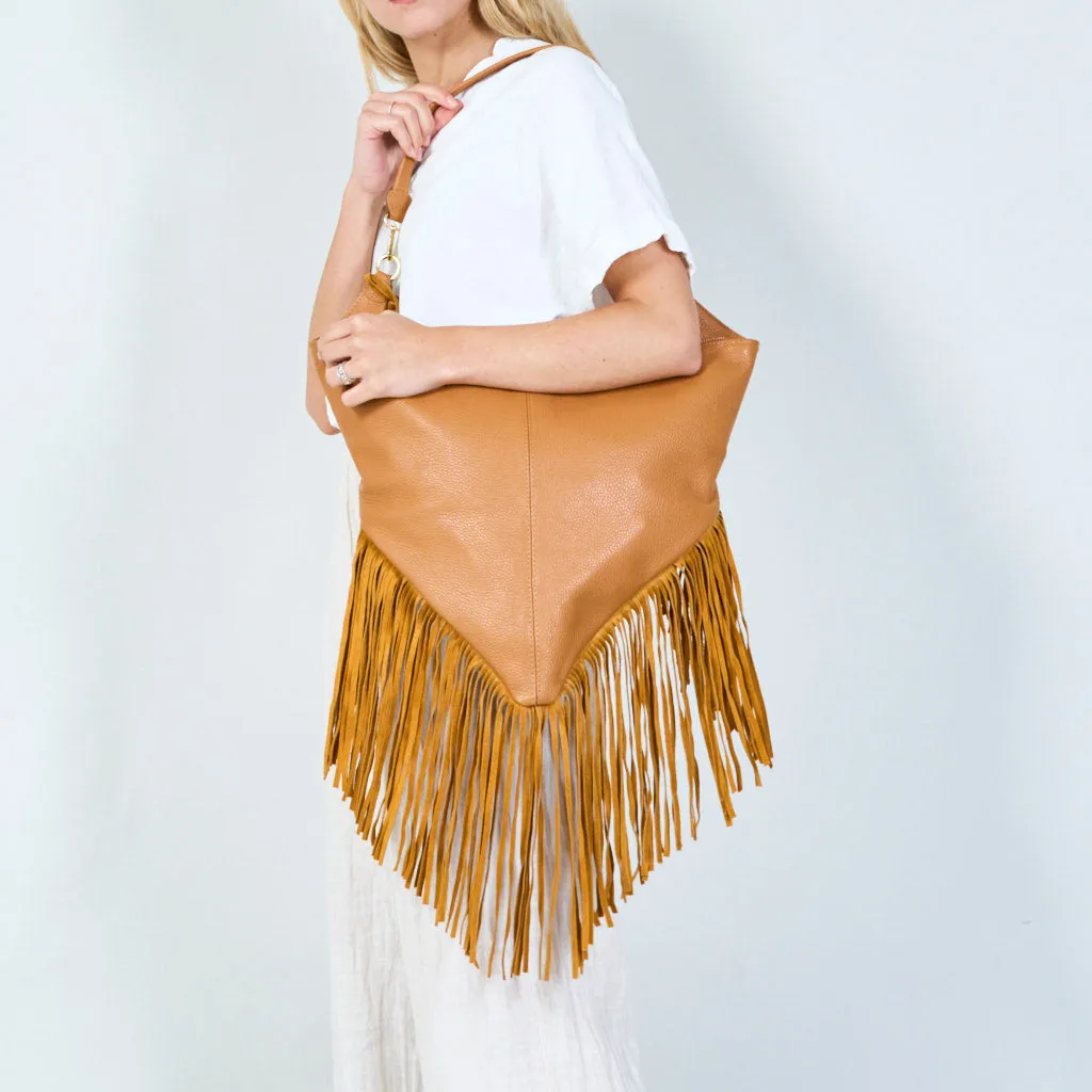 Fringe leather hobo bag wholesale