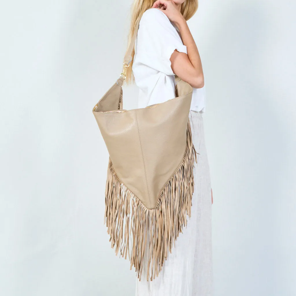 Fringe leather hobo bag wholesale