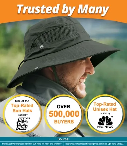 GearTOP Wide Brim Sun Hat UV Protection Army Green 7-7 1/2