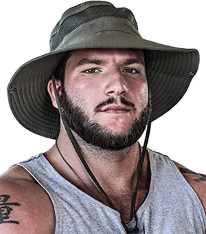 GearTOP Wide Brim Sun Hat UV Protection Army Green 7-7 1/2