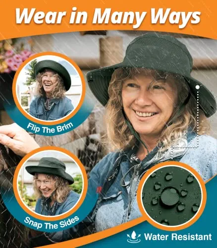 GearTOP Wide Brim Sun Hat UV Protection Army Green 7-7 1/2