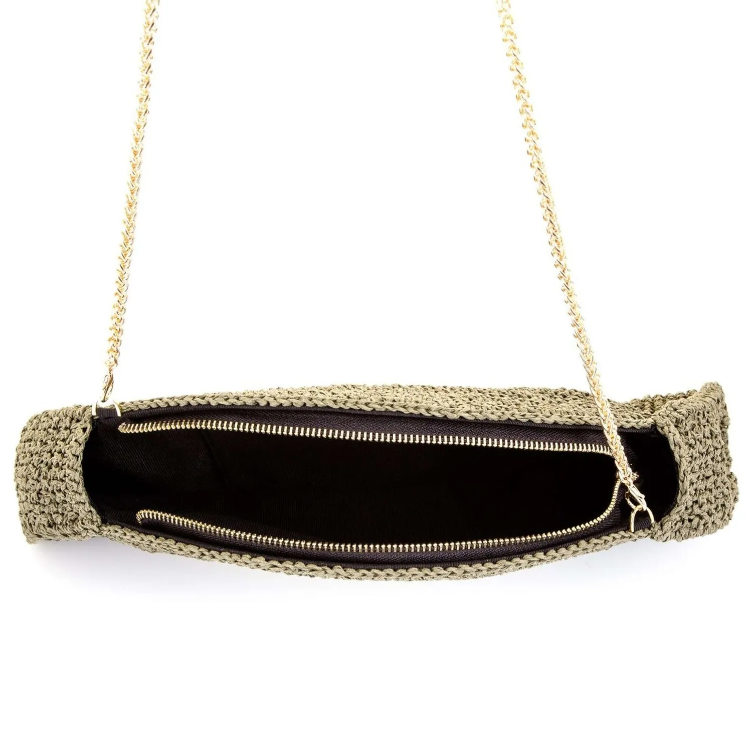 Half-moon Handmade Raffia Clutch Bag