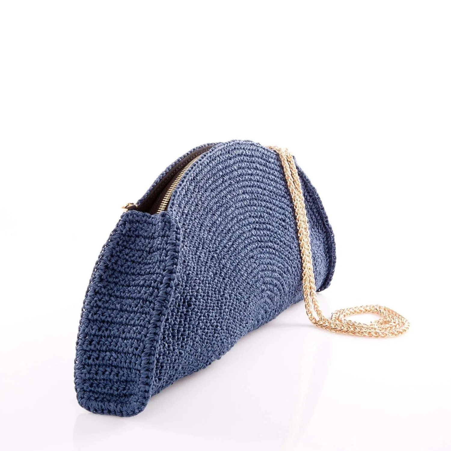 Half-moon Handmade Raffia Clutch Bag