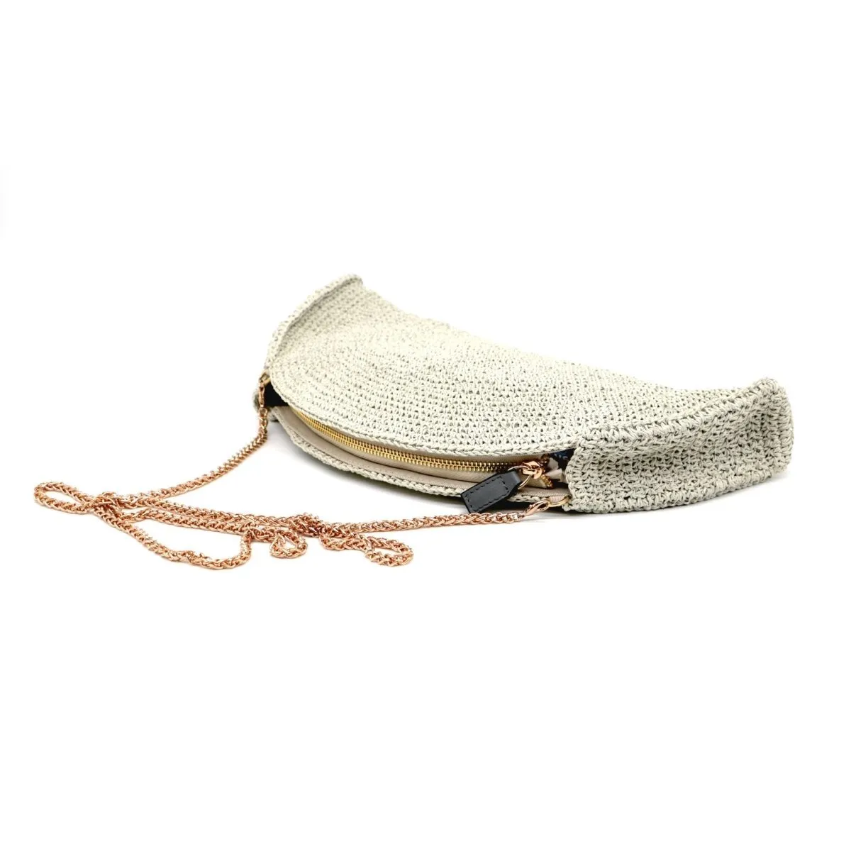 Half-moon Handmade Raffia Clutch Bag