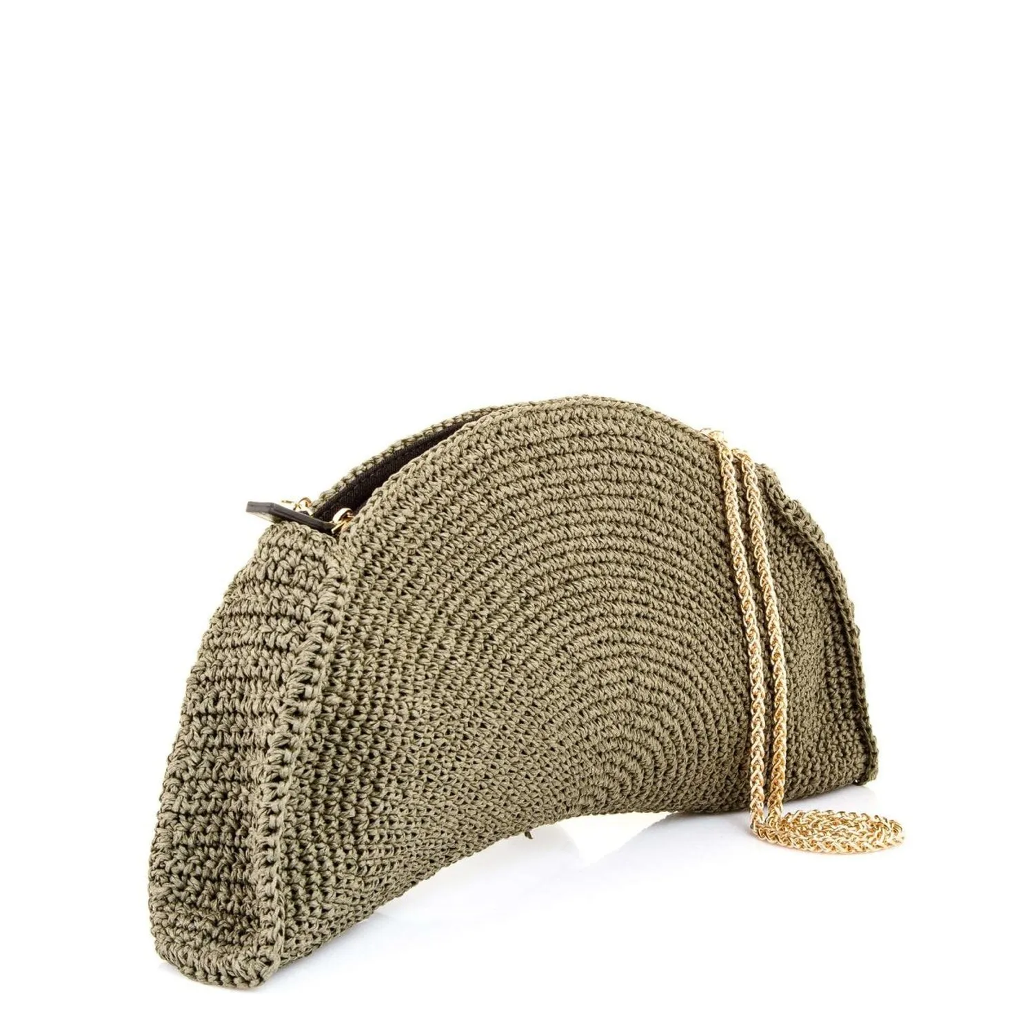 Half-moon Handmade Raffia Clutch Bag